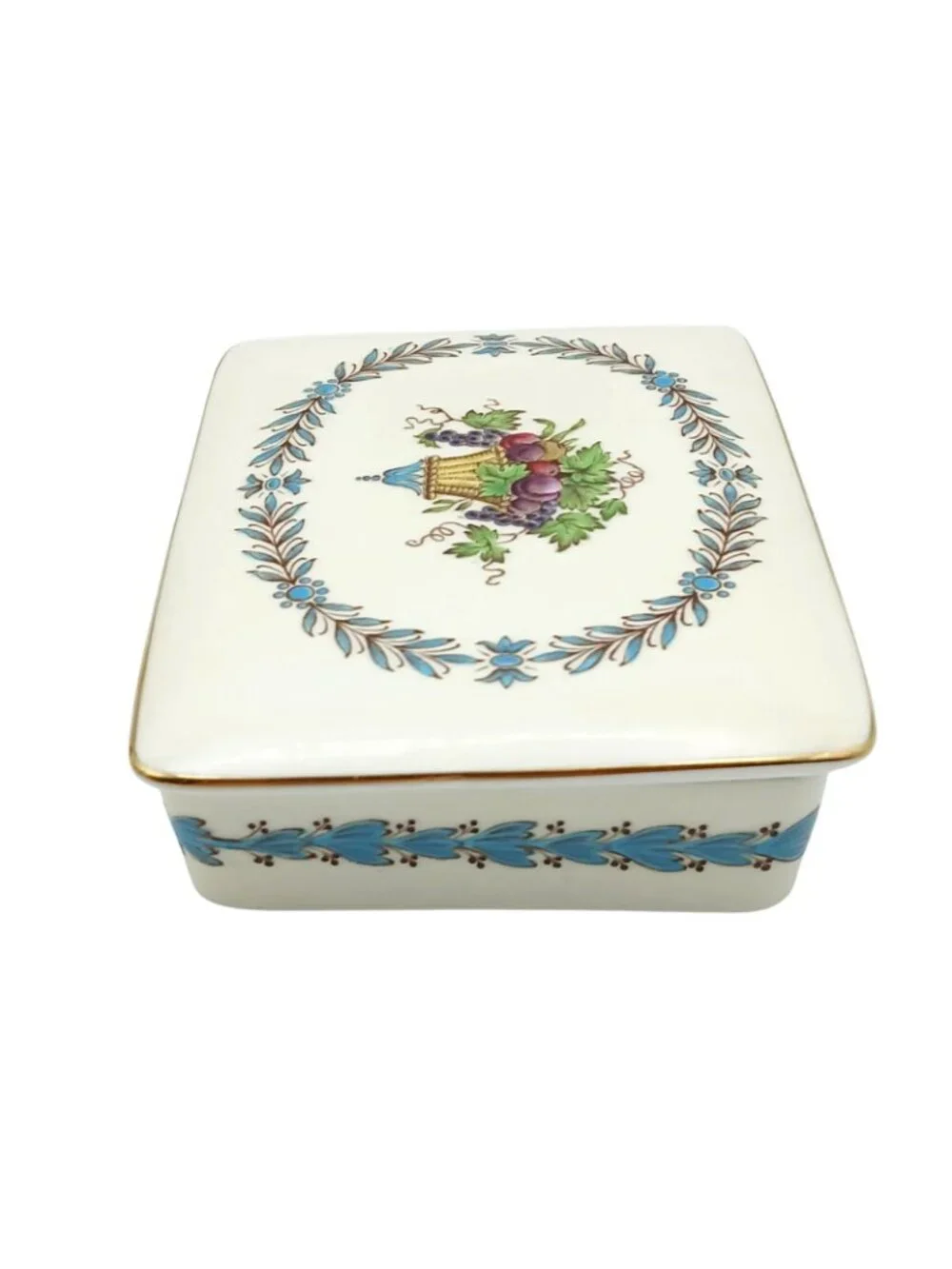 Wedgwood Appledore 3 Pc Cigarette Box Ashtray Set Bone China Gold Trim
